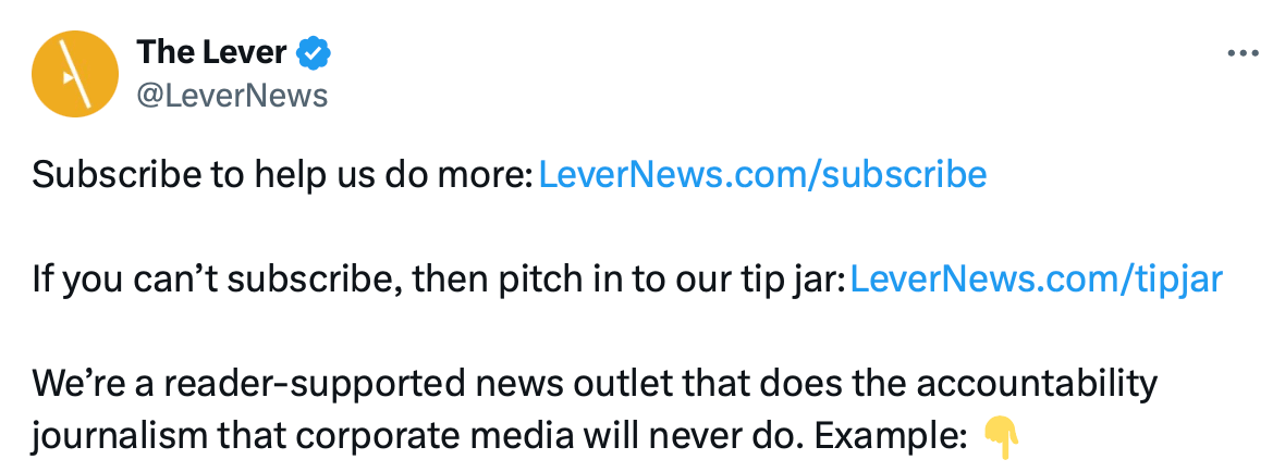 The Lever's tweet about tips