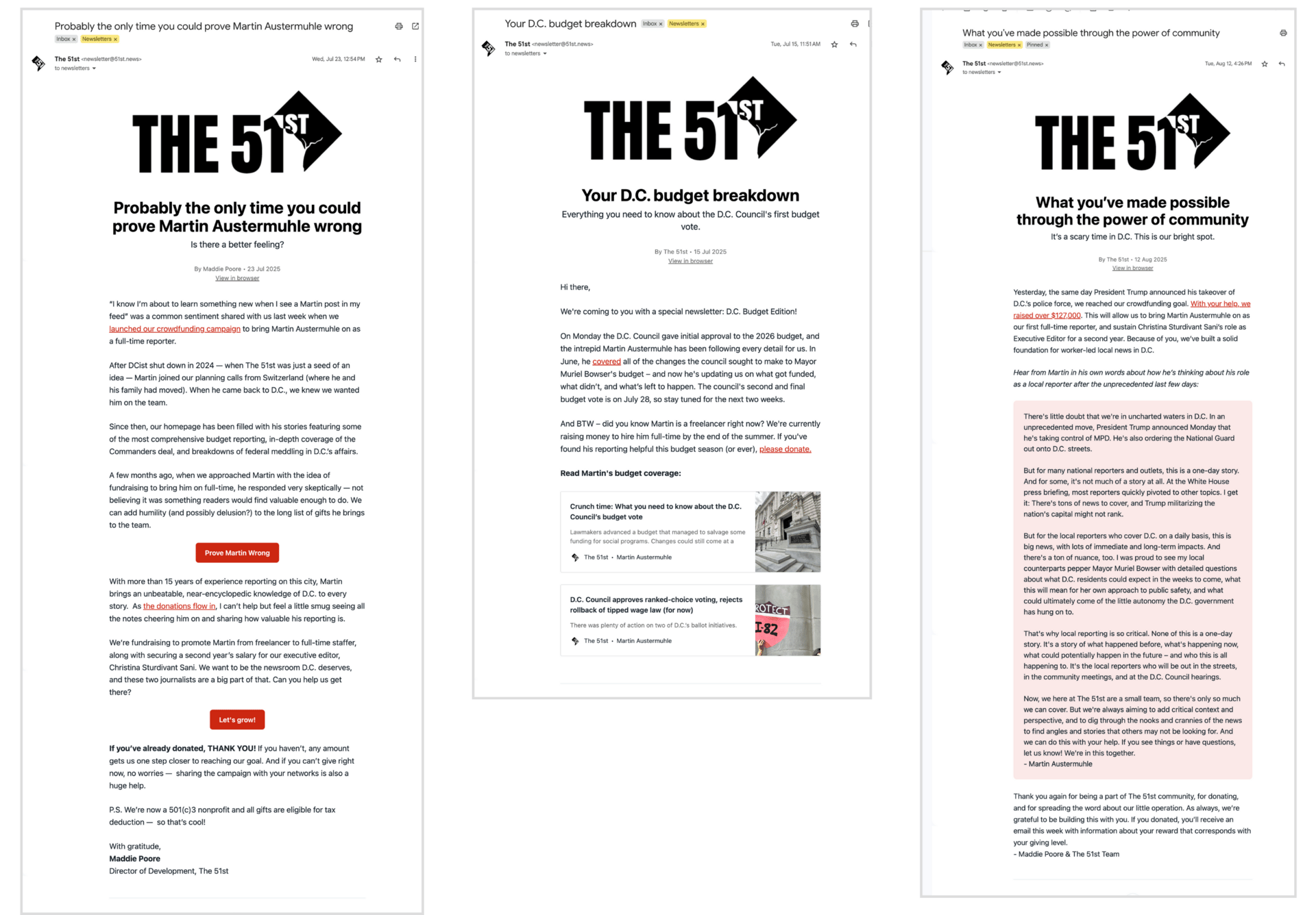 Three emails from The 51st