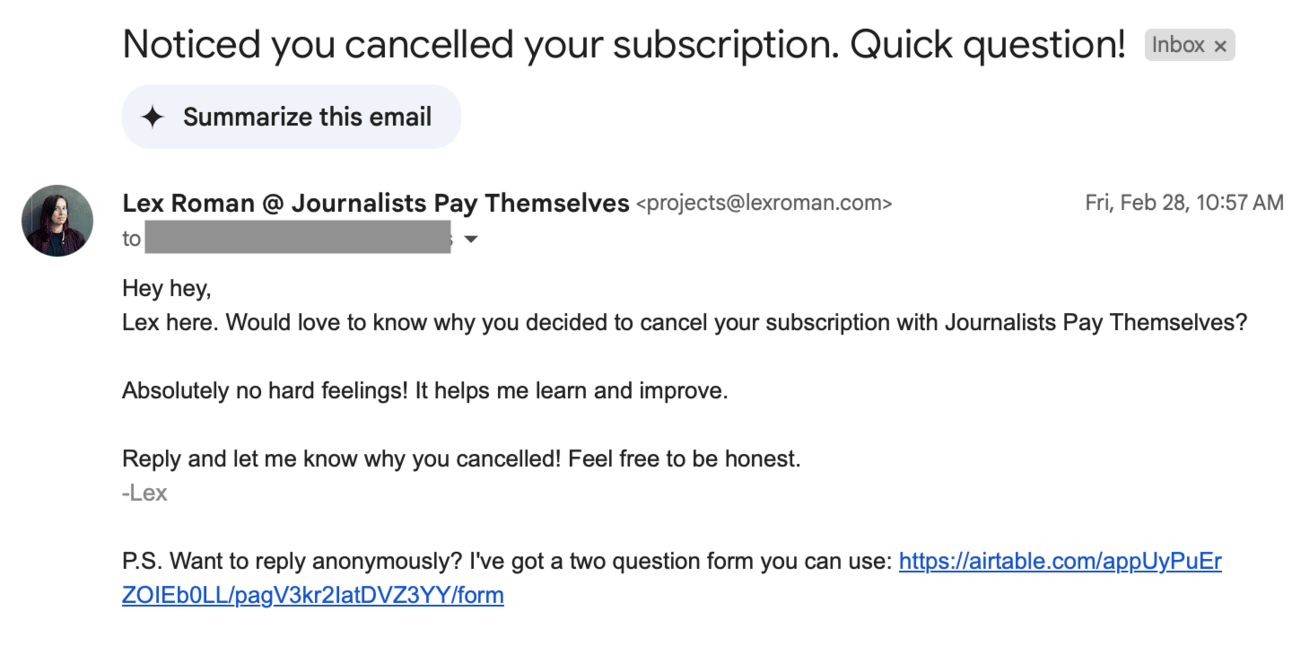 My cancel note templat