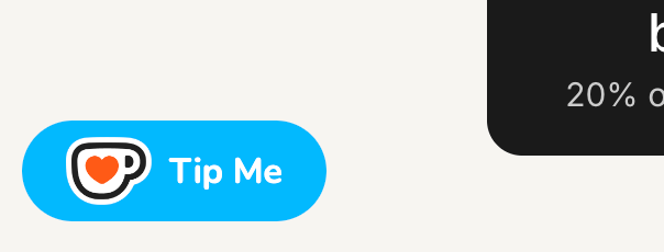 The Ko-fi button embedded on my site as a pop-up window