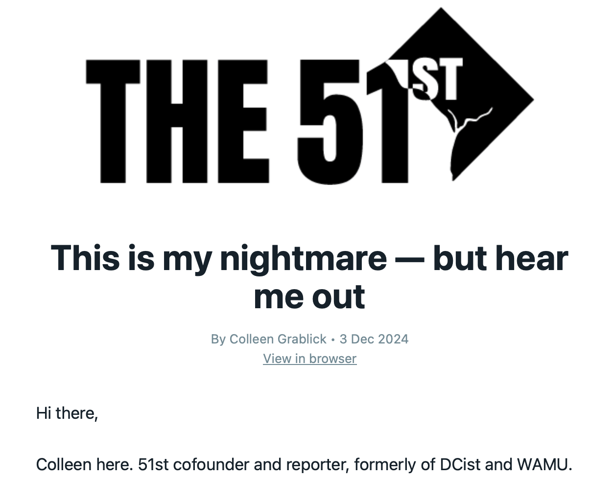 Colleen's appeal for The 51st