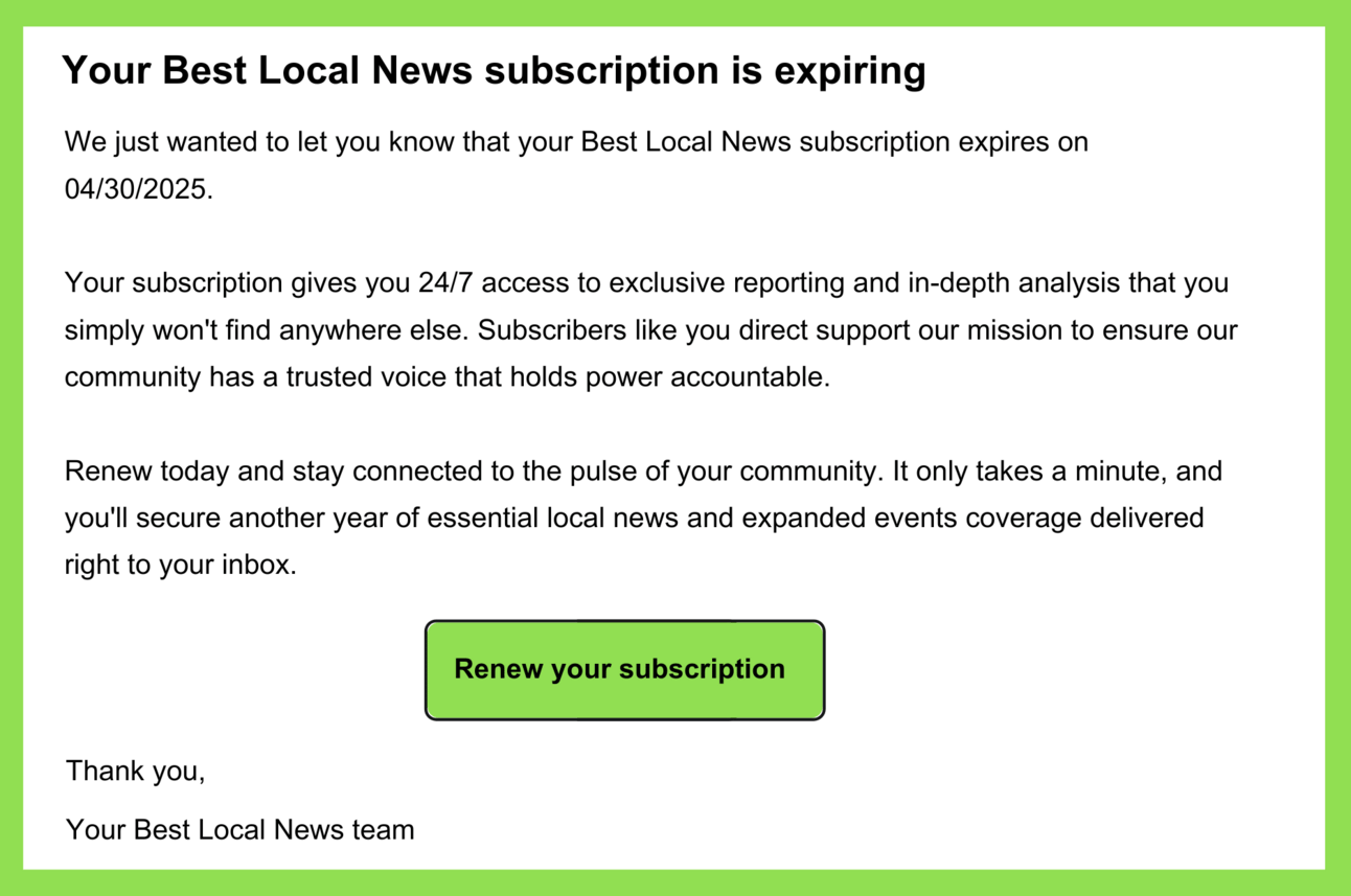 Outpost winback email