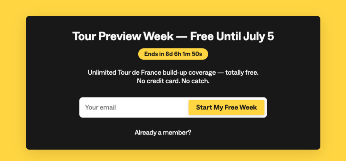 Tour preview week paywall example