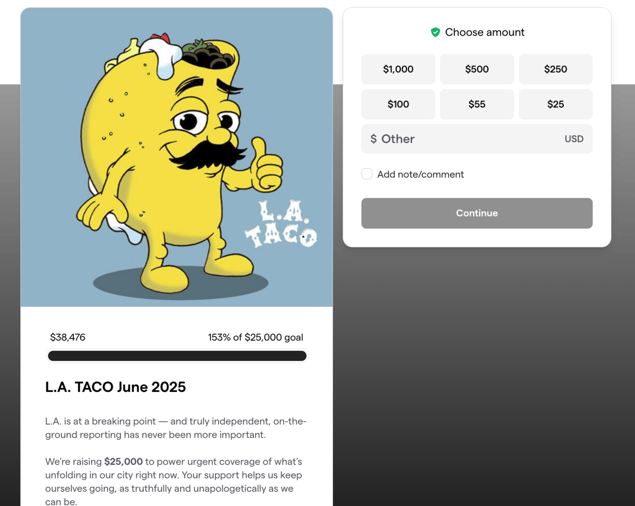 L.A. TACO's Givebutter campaign