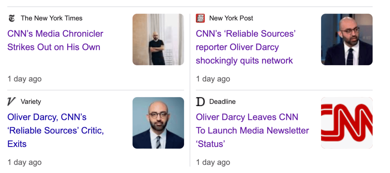 News snapshots of Oliver Darcy