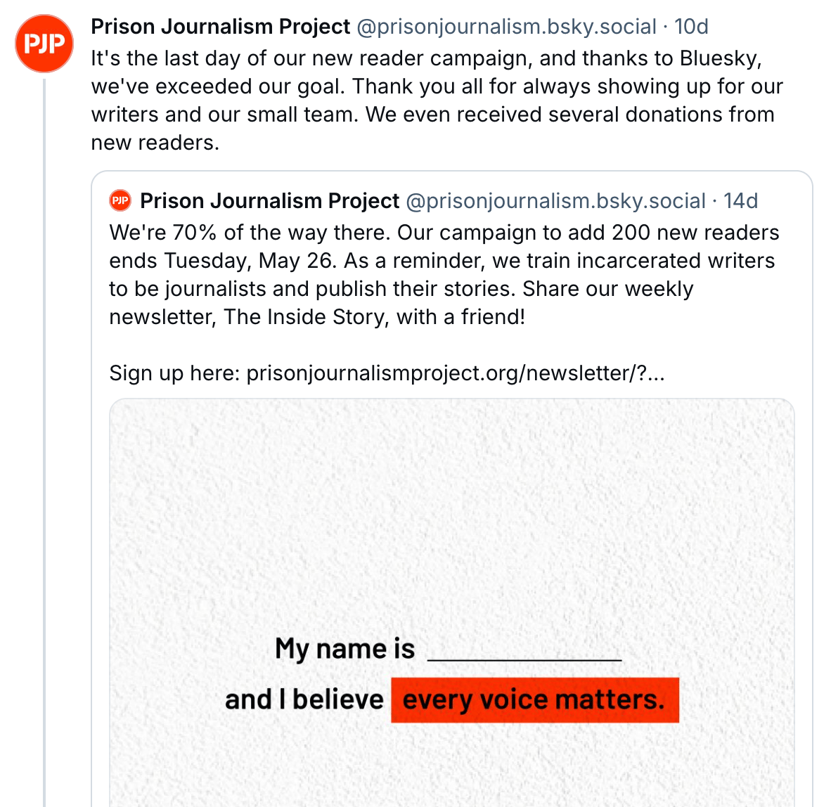 Prison Journalism Project bluesky pot