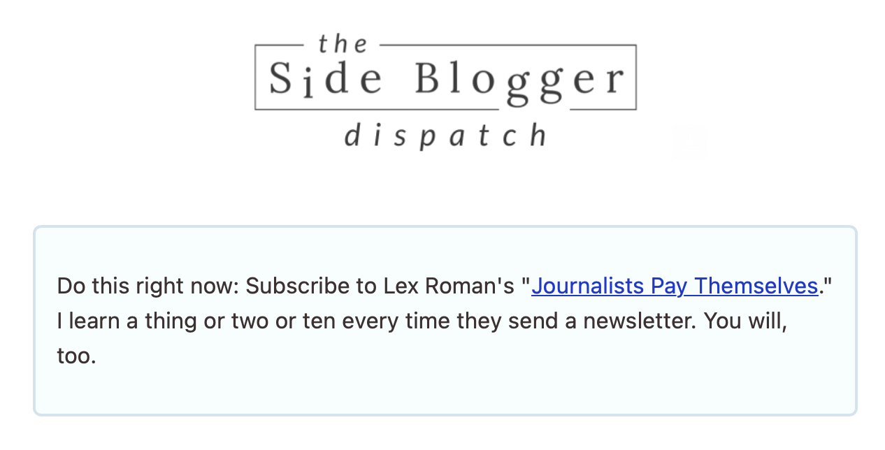 Ano ad placement from this campaign in Maliha’s The Side Blogger Dispatch