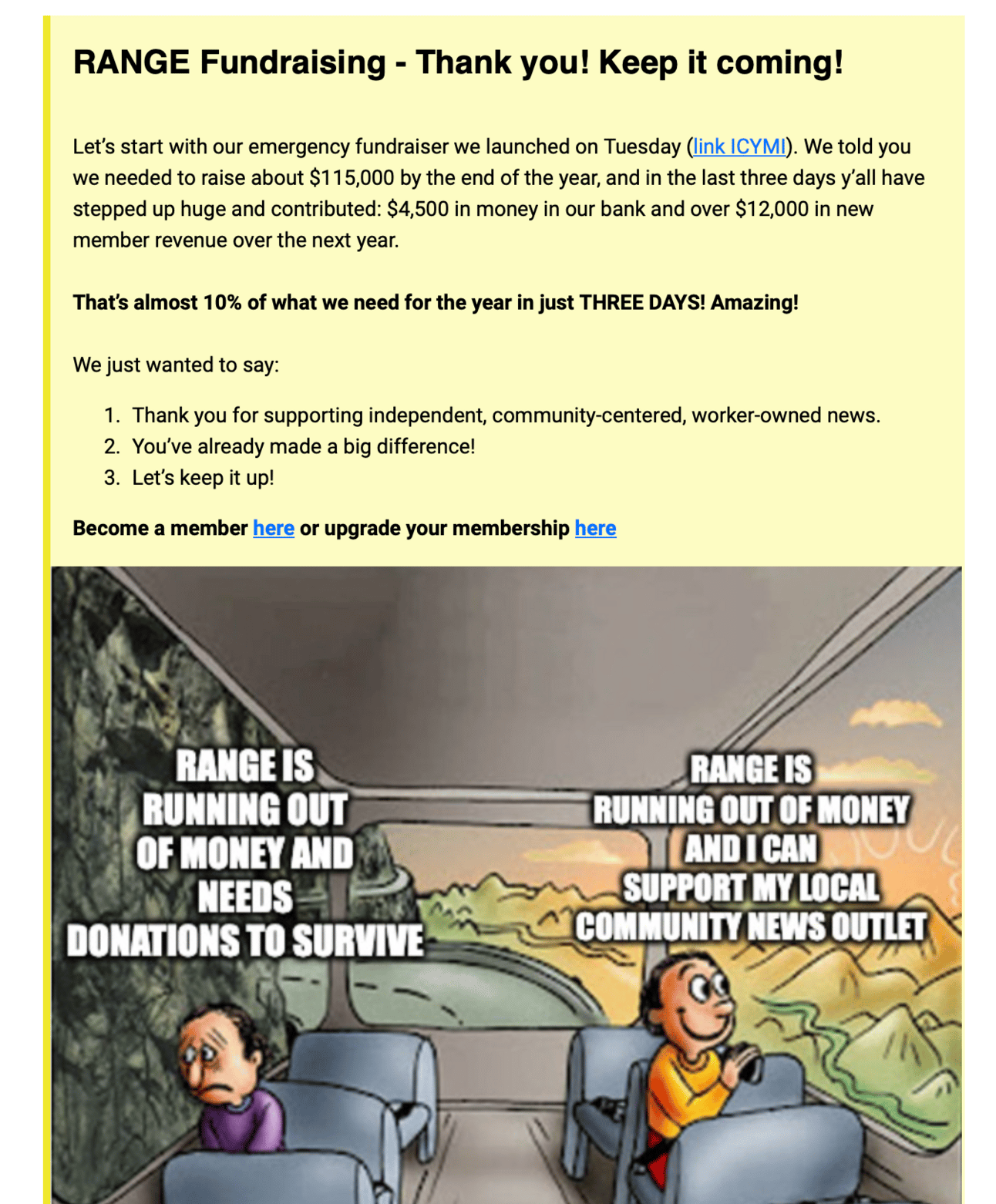 Big takeover inside a RANGE newsletter on August 16